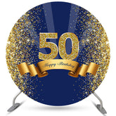 Marine Blau Und Braun Band 50 Geburtstag Runden Hintergrund